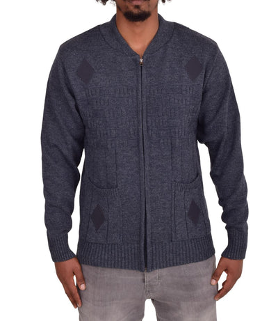 Men's Classic Grandad Jumper  Thick Winter Knitwear with Full Zip Closure, 2 Front Pockets, and Neutral Colours  Quality Zipper Front Design