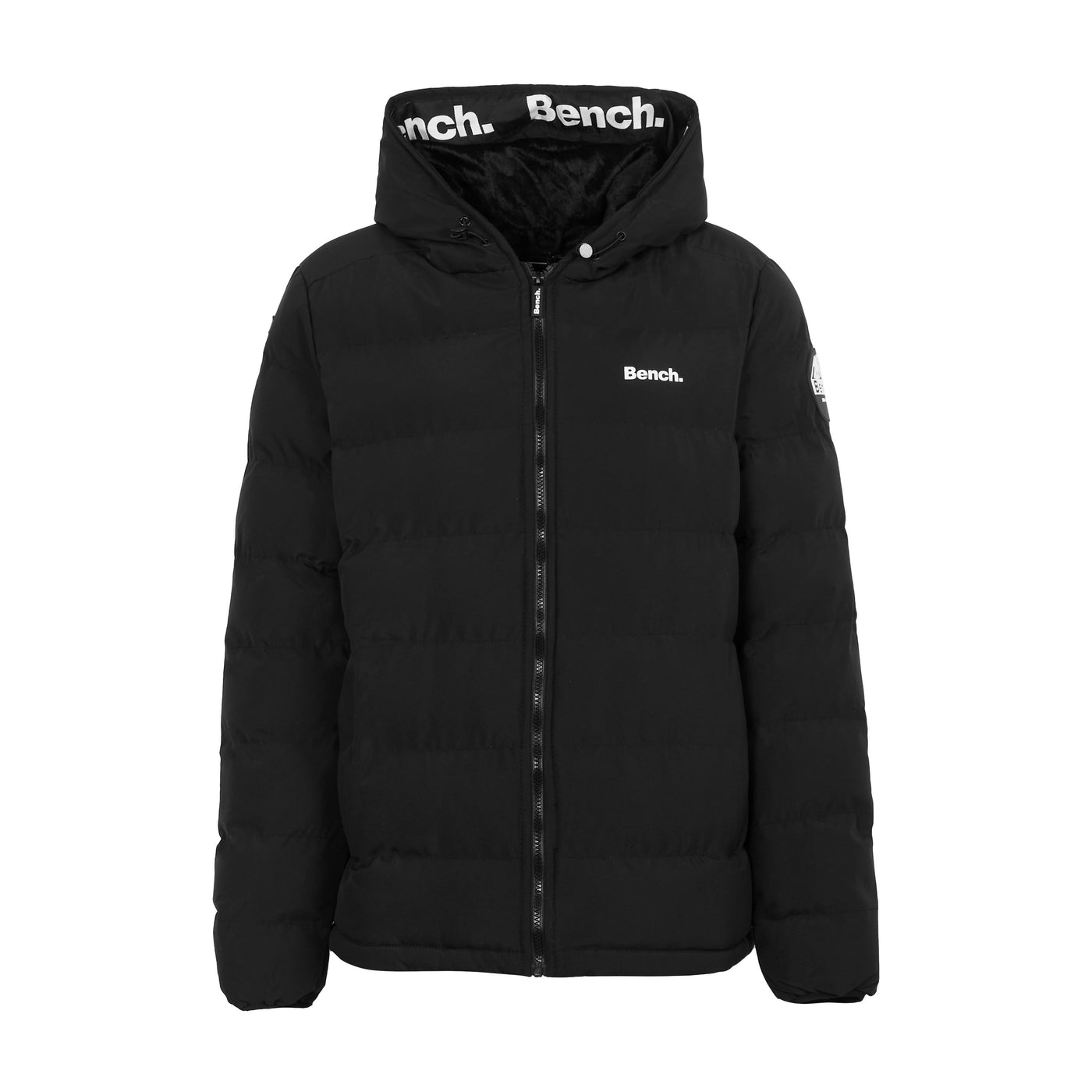 Bench Original Mens Heavy Weight Fleece Lined Padded Ultra Warm Winter Black Hooded Coat Jacket Zip Pockets Inside Zip Pocket