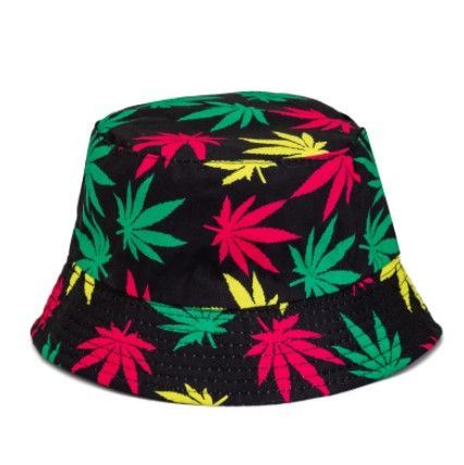 Multicolour Ganja Bucket Hat Marijuana Cannabis Sun Festival Rave Summer Holiday