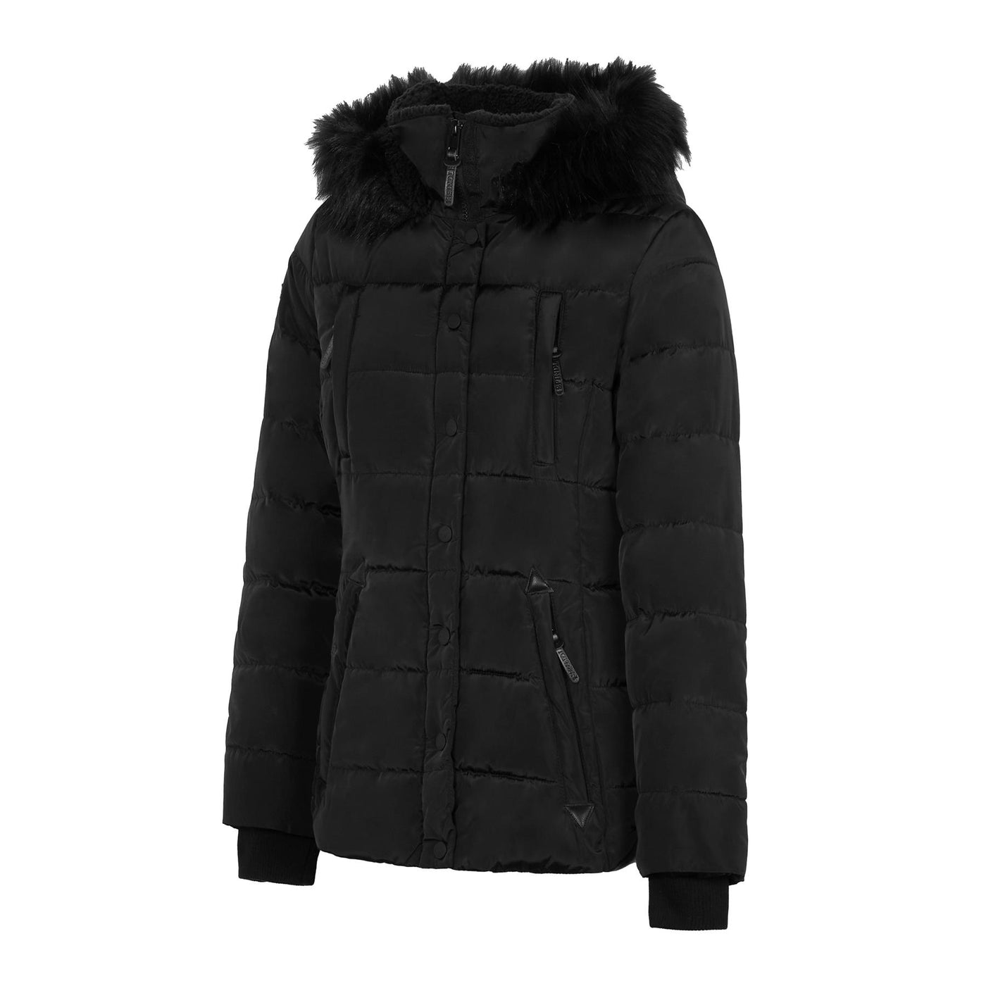 Spindle Womens Ladies Premium Quality Hooded Short Fur Parka Quilted Padded Puffer Coat | Zip Side Pockets | Luxurious Detachable Faux Fur on Hood | Zipped Inner Pocket