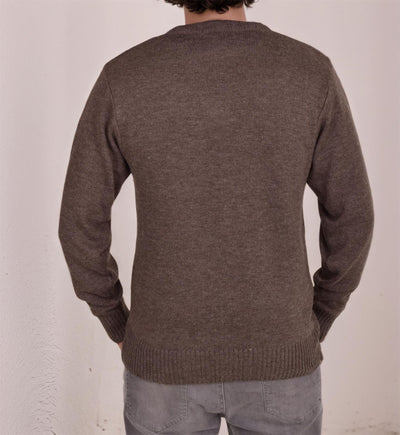 Men's Heavyweight Argyle Knitted Sweater Classic V-Neck Warm Pullover Jumper with Thick Diamond Design Smart Winter Wear