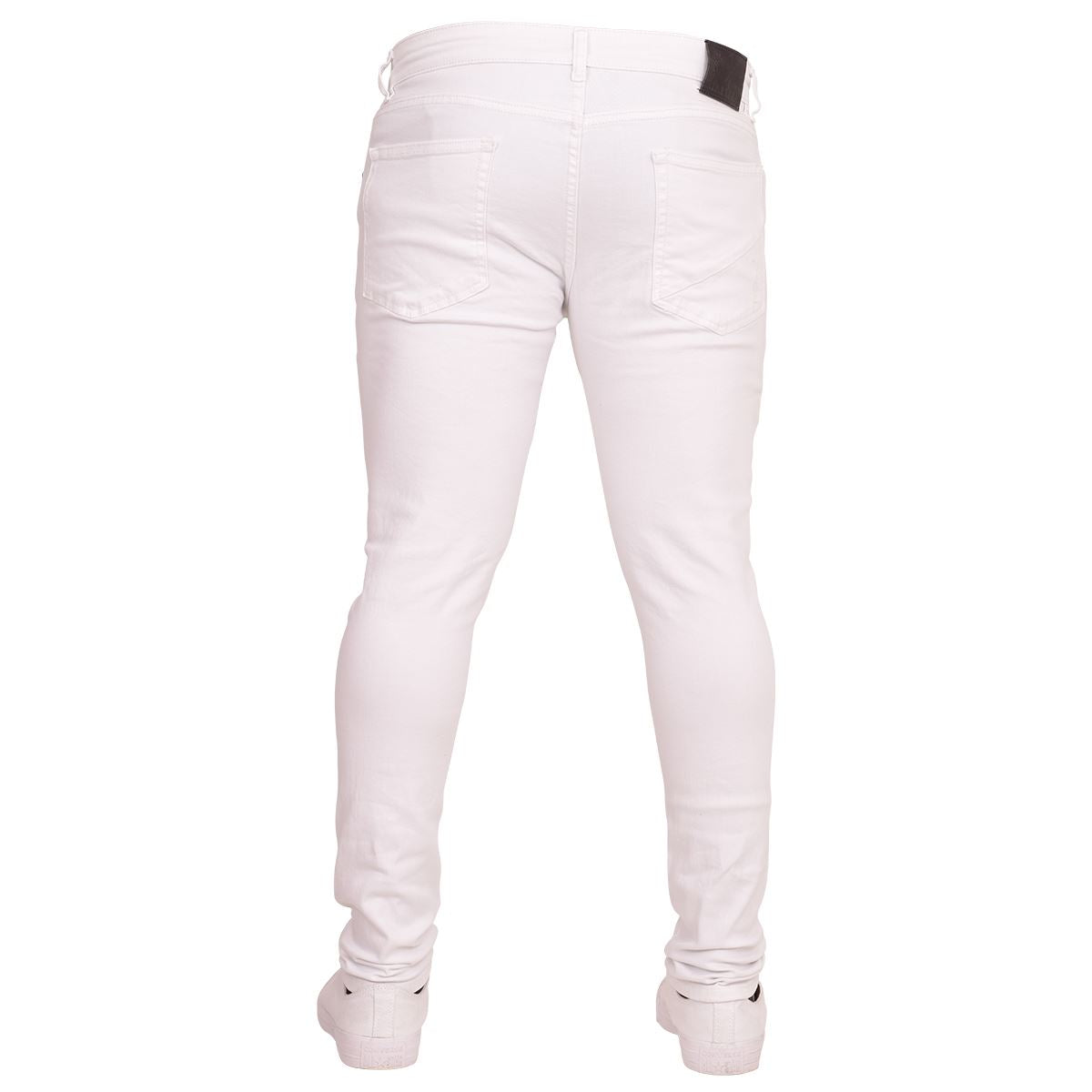 Mens White Super Skinny Fit Jeans Distressed Stretch Denim Designer Casual