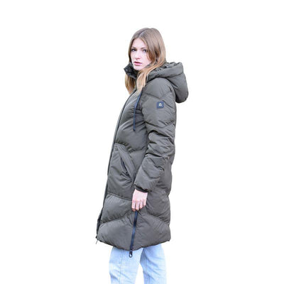 Spindle Womens Mid Length Padded Coat Pocket Quilted Puffer Jacket with Hood