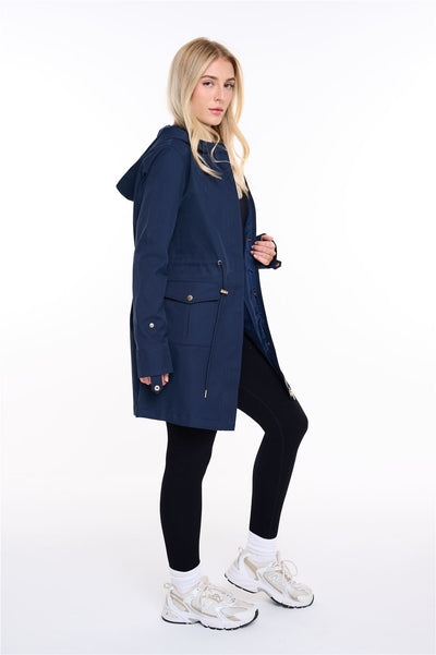 Spindle Womens Hooded Rain Jacket Mac Outdoor Windbreaker Lightweight Spring Summer Autumn Ladies Softshell Coat Adjustable Waist