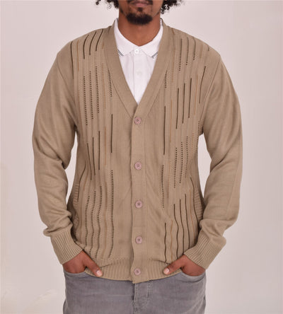 Men's Classic Thick Knitted Cardigan  Button-Up Front Jumper with Two Side Pockets  Winter Knitwear