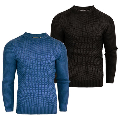 Crosshatch Mens Cotton Cable Knit Jumper Pullover Winter Sweater- 100% Cotton
