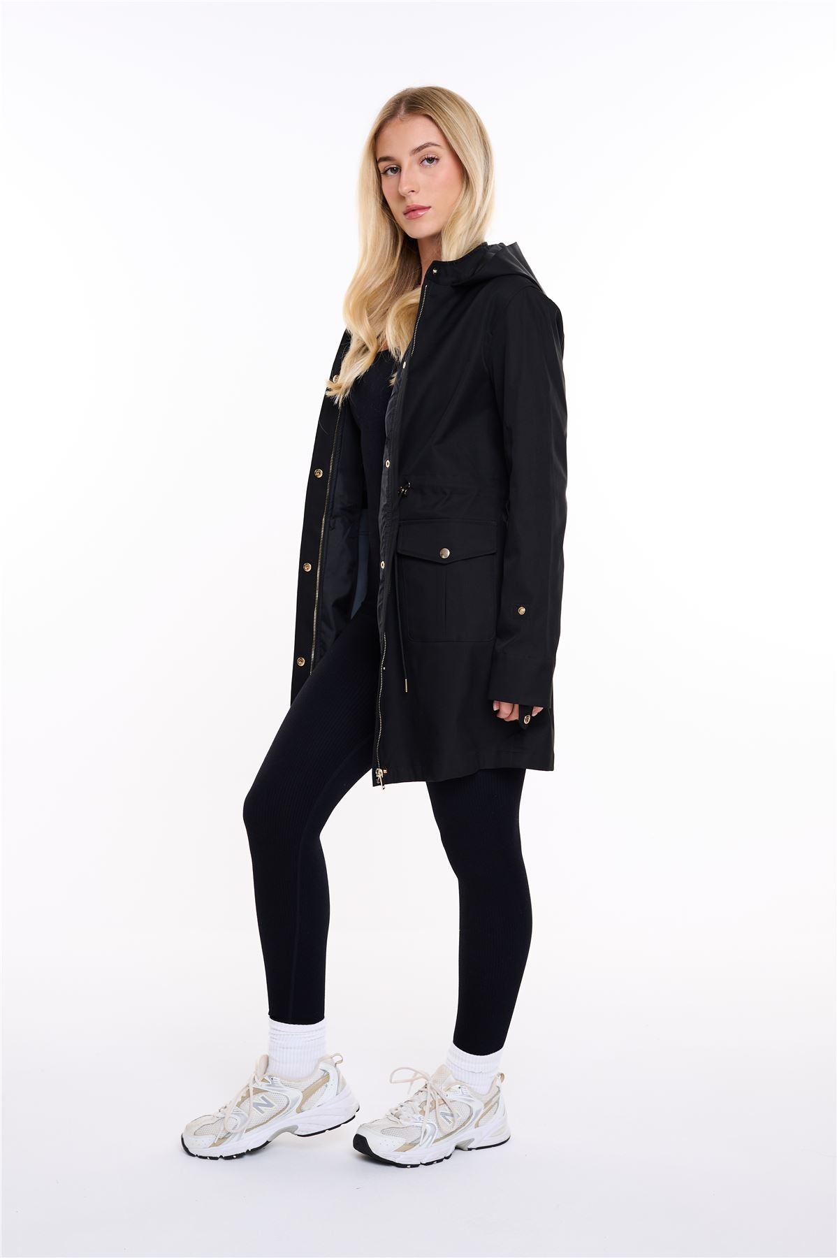 Spindle Womens Hooded Rain Jacket Mac Outdoor Windbreaker Lightweight Spring Summer Autumn Ladies Softshell Coat Adjustable Waist