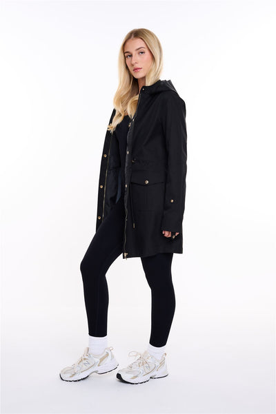 Spindle Womens Hooded Rain Jacket Mac Outdoor Windbreaker Lightweight Spring Summer Autumn Ladies Softshell Coat Adjustable Waist