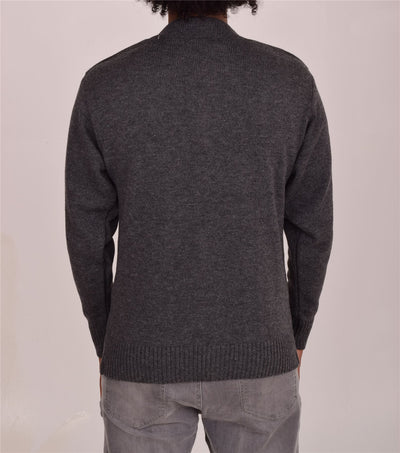 Men's Classic Grandad Jumper  Thick Winter Knitwear with Full Zip Closure, 2 Front Pockets, and Neutral Colours  Quality Zipper Front Design