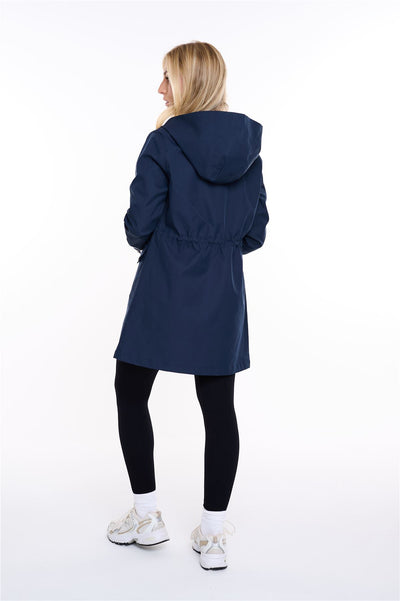 Spindle Womens Hooded Rain Jacket Mac Outdoor Windbreaker Lightweight Spring Summer Autumn Ladies Softshell Coat Adjustable Waist