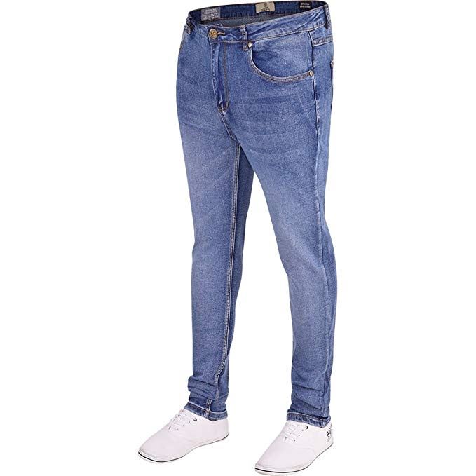 Island Trading Mens Skinny Stretch Slim Fit Stretchable Denim Jeans Cotton Trousers Blue, Black, Light Dark Blue