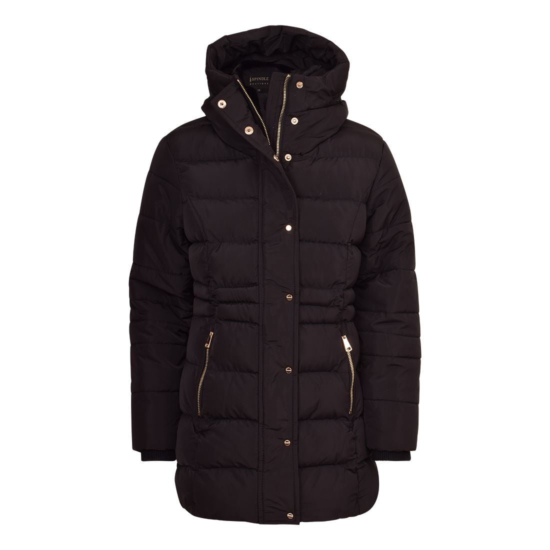 Spindle Girls Designer Winter Lined Parka Quilted Coat Fur Collar Hooded Long Jacket