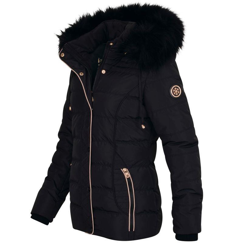 Spindle Girls Premium Quality Hooded Short Fur Parka Quilted Padded Puffer Coat | Zip Side Pockets | Luxurious Detachable Faux Fur on Hood | Zipped Inner Pocket