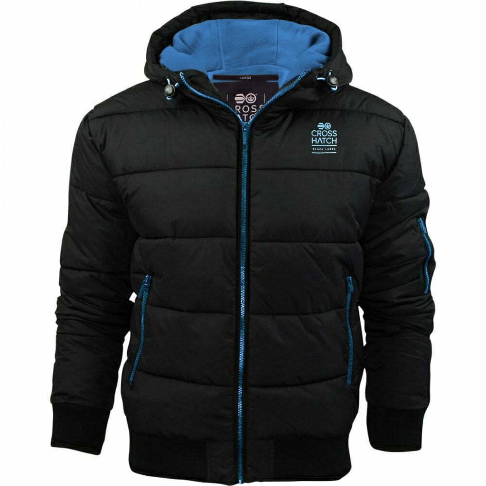 Mens Crosshatch ‘Althorpe’ Quilted Padded Hood Jacket Fleece Lined Winter Coat.