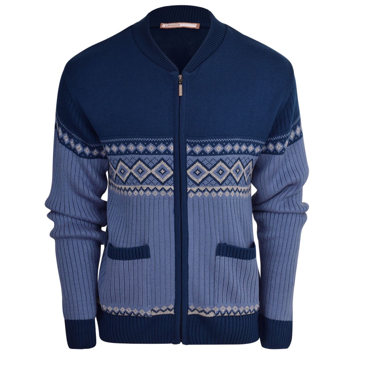 Men's Classic Grandad Cardigan Thick Winter Knitwear Jumper with Full Zip Closure, 2 Front Pockets, and Neutral Colours Quality Zipper Front Design