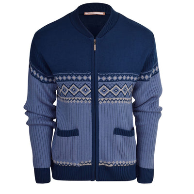 Men's Classic Grandad Cardigan Thick Winter Knitwear Jumper with Full Zip Closure, 2 Front Pockets, and Neutral Colours Quality Zipper Front Design