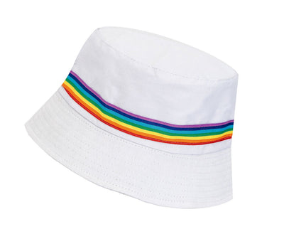 Unisex Rainbow Bucket Hat Band Stripe Festival Sun Summer Holiday Party