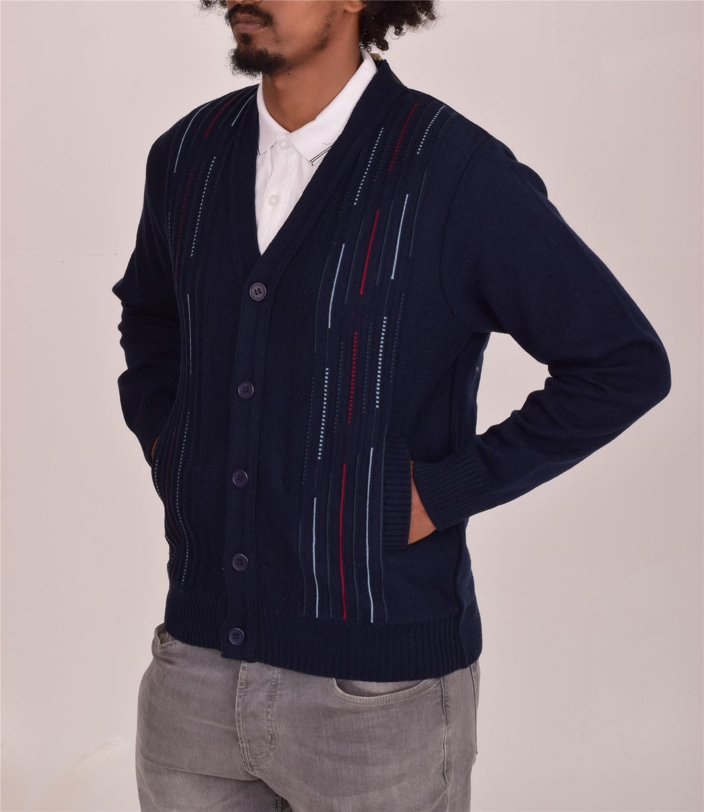 Men's Classic Thick Knitted Cardigan  Button-Up Front Jumper with Two Side Pockets  Winter Knitwear
