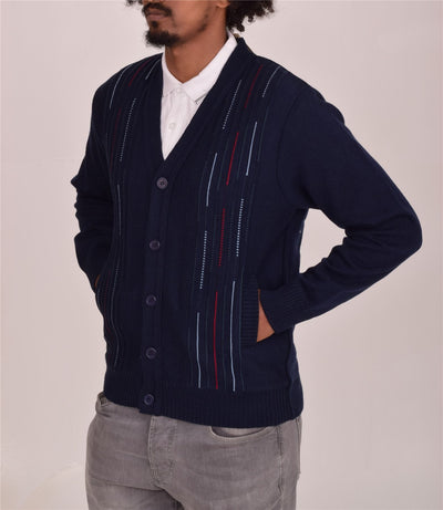 Men's Classic Thick Knitted Cardigan  Button-Up Front Jumper with Two Side Pockets  Winter Knitwear