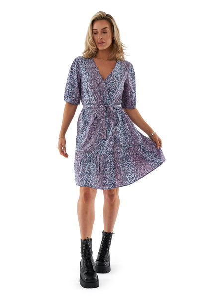 Hooch Womens Summer Mini Dress Patterned Short Sleeve Elasticated Waist