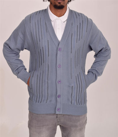 Men's Classic Thick Knitted Cardigan  Button-Up Front Jumper with Two Side Pockets  Winter Knitwear