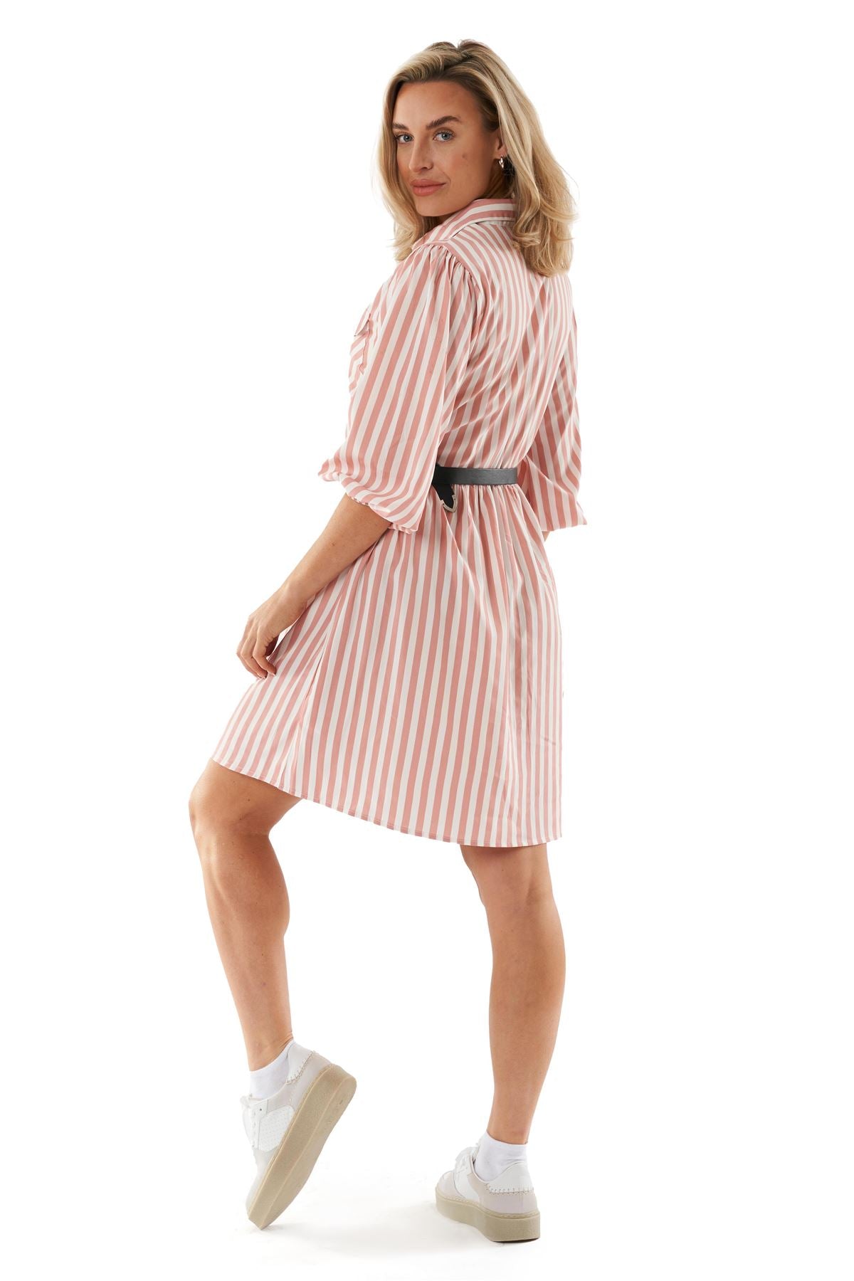 Hooch Womens Summer Mini Shirt Dress Patterned Button-Through 3/4 Sleeve Pockets