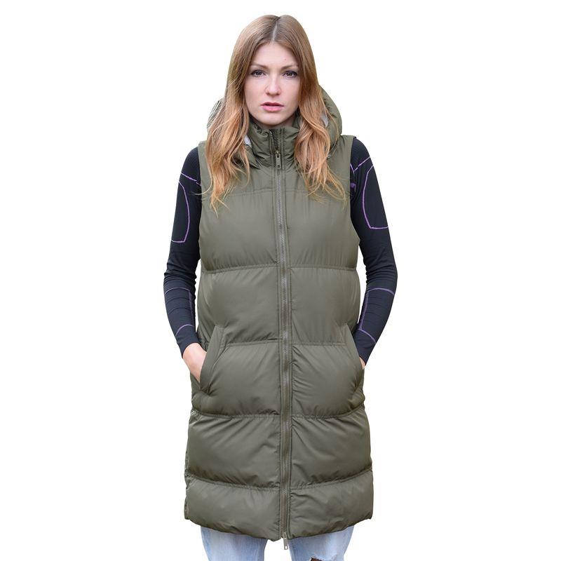 Spindle Womens Ladies Long Padded Hooded Gilet Jacket Sleeveless Bodywarmer with Side Pockets and Inner Pocket