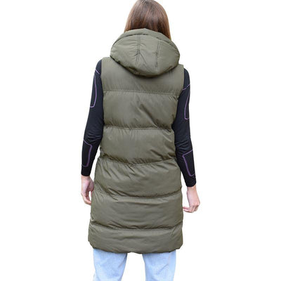 Spindle Womens Ladies Long Padded Hooded Gilet Jacket Sleeveless Bodywarmer with Side Pockets and Inner Pocket