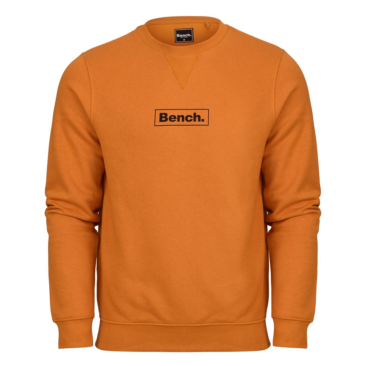 Mens Bench Yellow Sweatshirt Medium Crew Neck Long Sleeve Organic Cotton Blend Brushback Fleece Pullover Jumper