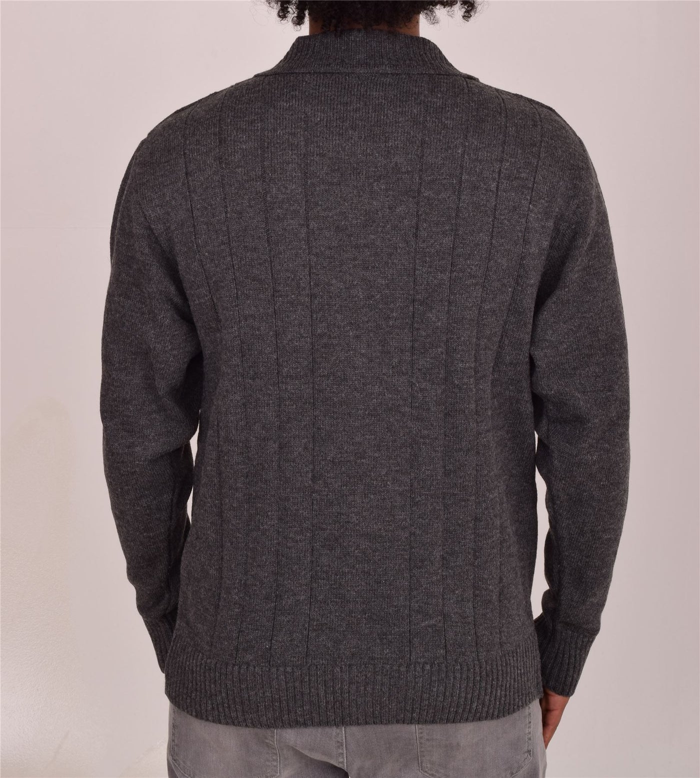 Men's Classic Thick Knitted Cardigan  Full Zip Front Closure Jumper with Pockets and Collared Design  Winter Knitwear