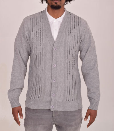 Men's Classic Thick Knitted Cardigan  Button-Up Front Jumper with Two Side Pockets  Winter Knitwear
