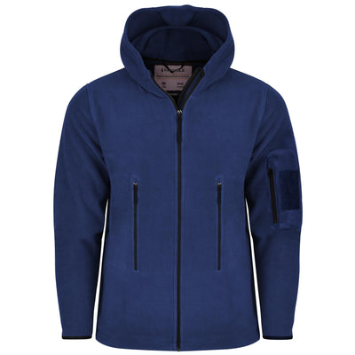 Spindle Men's Soft Fleece Full Zip Tactical Hooded Jacket with 3 Zipper Pockets - Windproof Winter Hoodie