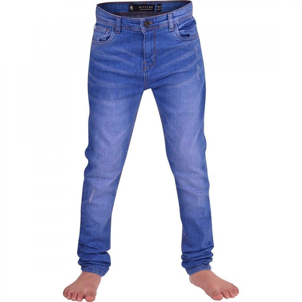 Ripstop Boys Childrens Skinny Stretch Slim Fit Denim Jeans Adjustable Inner Waistband