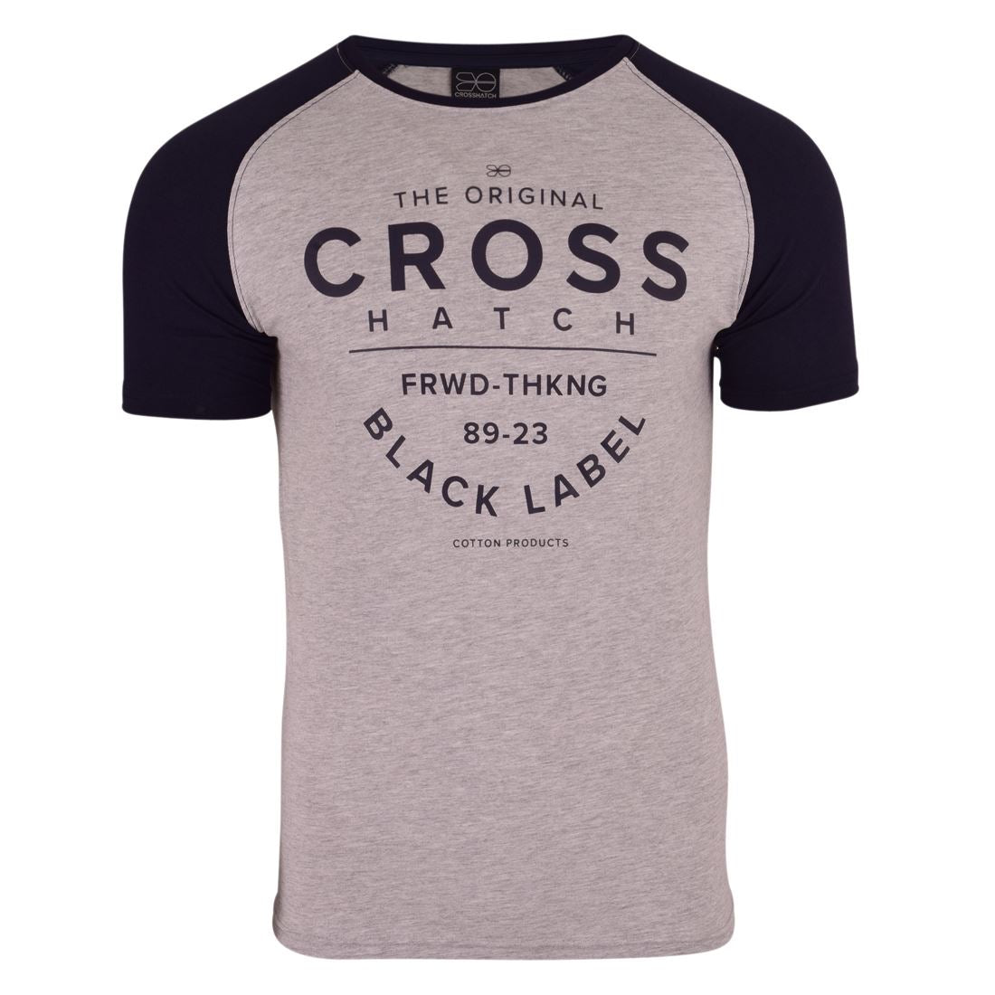 Crosshatch Mens 2 Pack T-Shirts Short Raglan Sleeve Crew Neck Pocket Print Tee