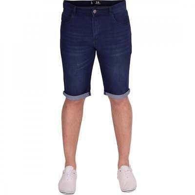 Spindle Denim Skinny Shorts Men - Turnup Hem Summer Knee Length Shorts Men - Stylish Stretchable Denim Mens Shorts with Pockets