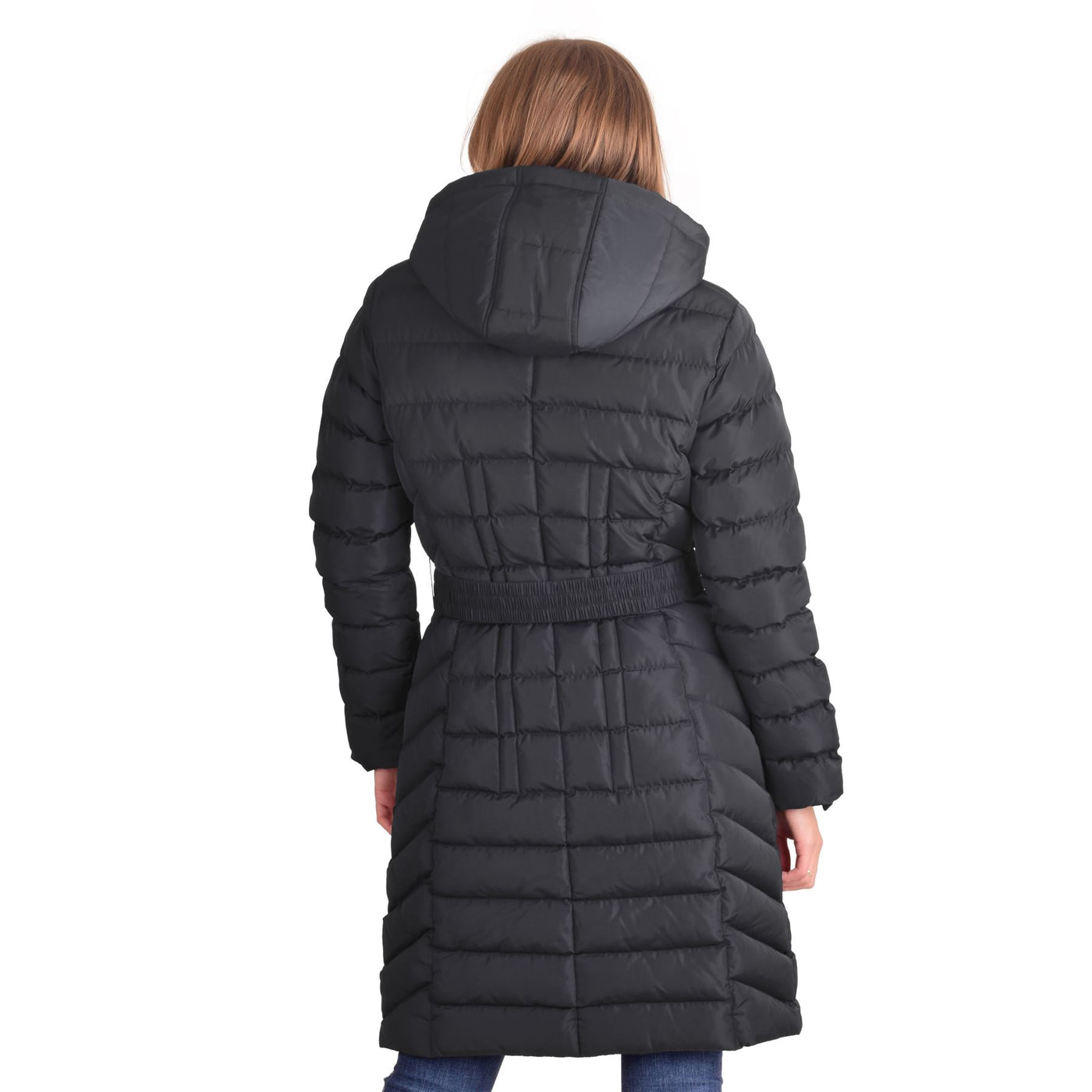 Womens Long Fur Trimmed Hooded Padded Puffer Parka Ladies Winter Jacket Coat