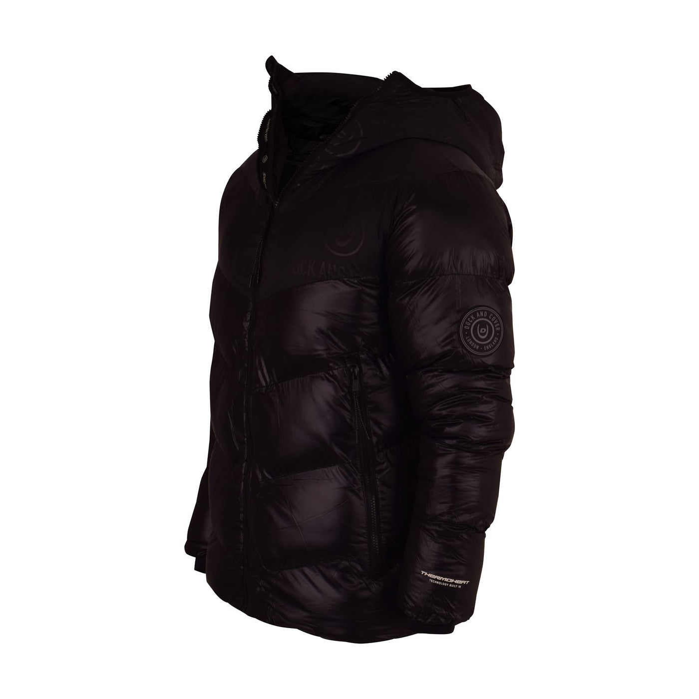 Duck and Cover Mens Hooded Quilted Padded Puffer Jacket with Thermoheat Technology. Warm Winter Outdoor Coat with Zip Side and Inner Pockets and Inner Cuff