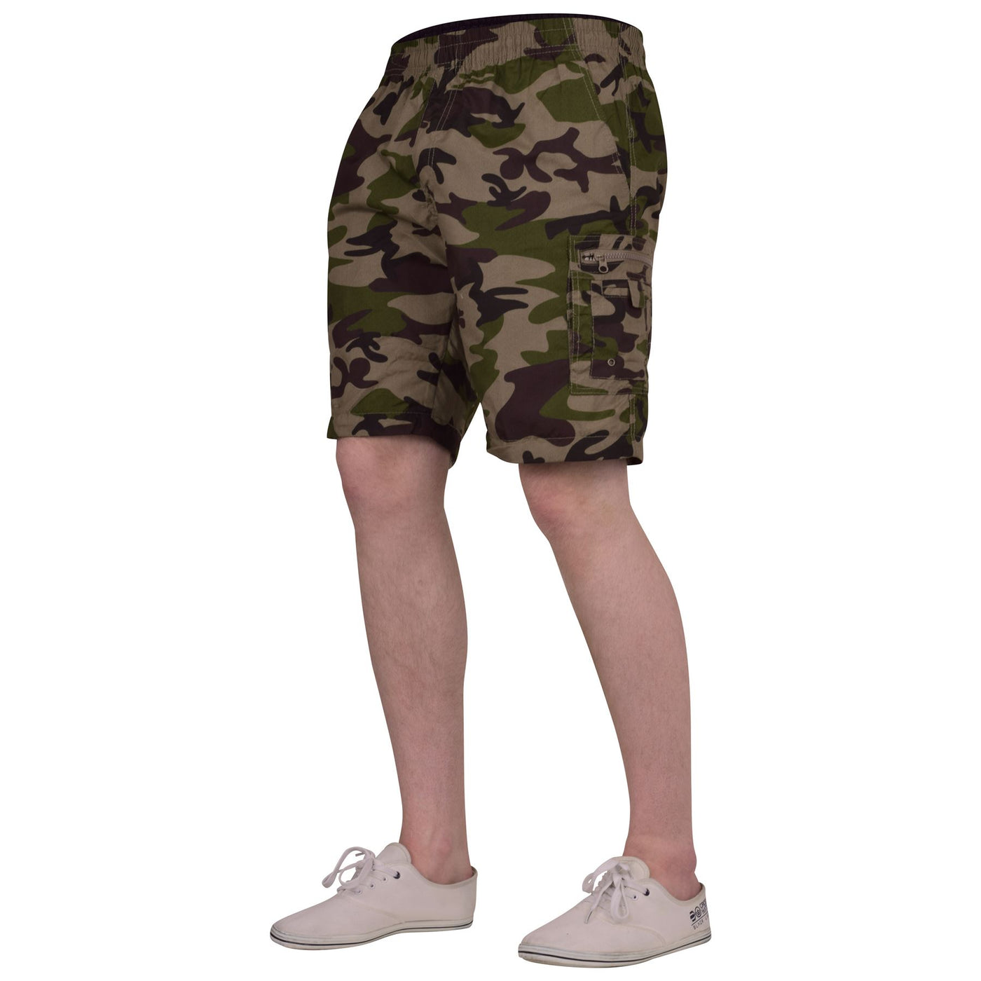 52_DNM Mens Combat Camouflage Cargo Loose Fitting Elastic Waist Pants | Military Tactical Trousers Zip Off Shorts Zip-Off 3/4's with Zipped Pockets and Adjustable Hem