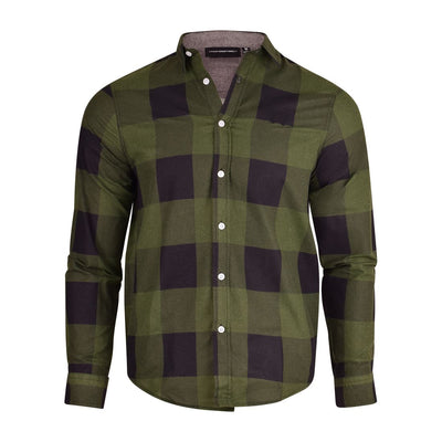Good For Nothing Mens Lumberjack Flannel Shirt Gingham Vichy Check Designer Logo Collared Cotton Top