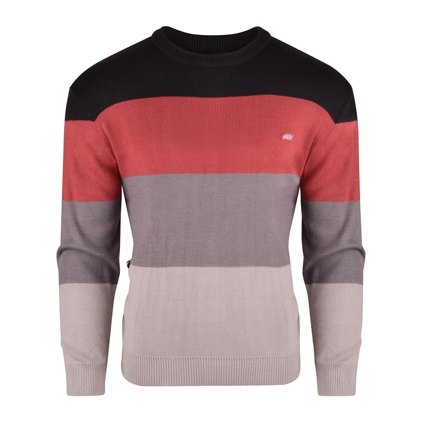 MX 3HSD Mens Stripe Jumper Round Neck Sweater Pullover Long Sleeve Classic Knitted Top