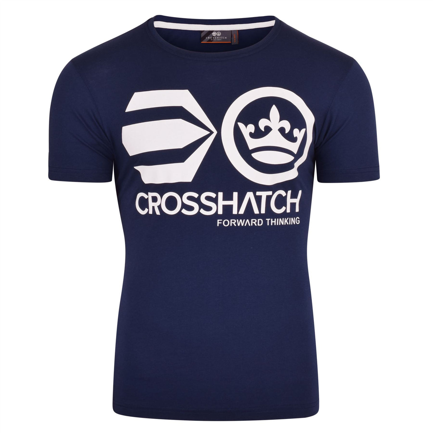Crosshatch Mens Short Sleeved Crew Neck Graphic Large Logo Cotton Tee