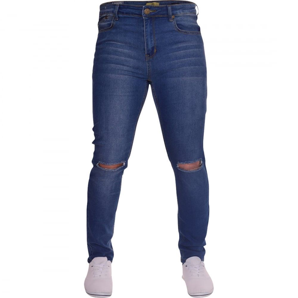 Blue Skinny Ripped Knee Jeans