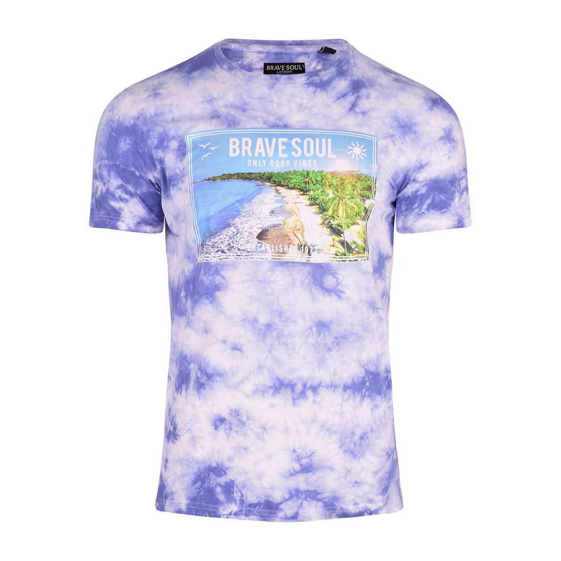 Tie Dye Beach T-Shirt Summer Holiday Tropical Paradise Graphic Print Tee Crew Neck Short Sleeve Top