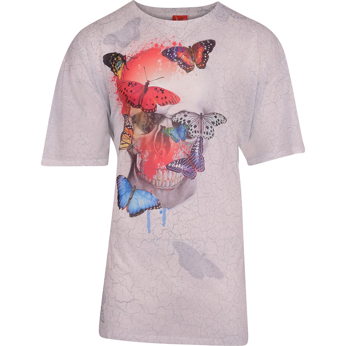 Mens Skull Butterfly T-Shirt Desert Wasteland Graphic Print Tee Big 4XL 5XL