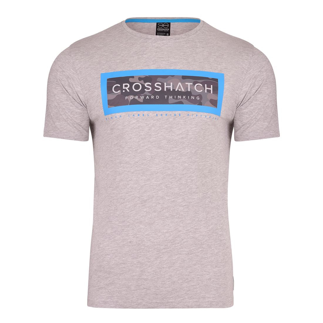 Crosshatch Mens Crew Neck Short Sleeve T-Shirt Camo Panel Designer Border Tee