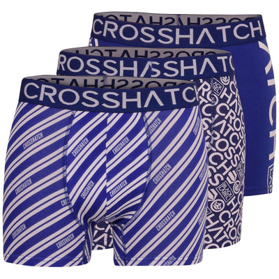 3 Pack Mens Crosshatch Designer Boxer Shorts Boxers Underwear Trunks Gift Box