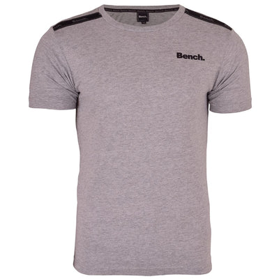 Bench Mens Designer Logo T-Shirt Ribbed Crew Neck Short Sleeve Cotton Tee Top