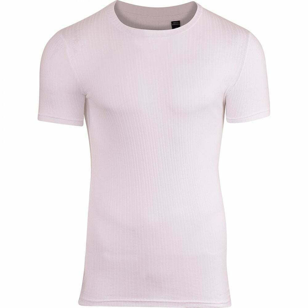 BRAVE SOUL Men's Plain Ribbed Crew Neck T Shirt 100% Cotton, Men's Muscle Stretch Top