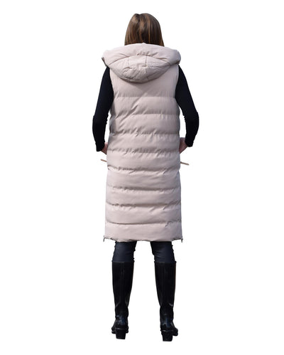 Spindle Womens Ladies Long Padded Hooded Gilet Jacket Sleeveless Bodywarmer Zip Pockets