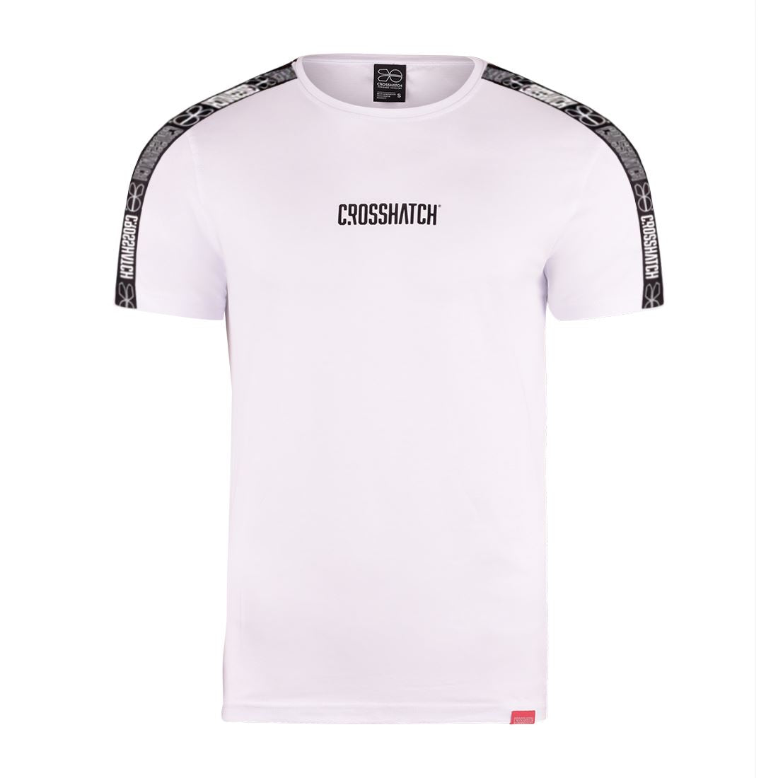 Mens Crosshatch Designer T-Shirt Crew Neck Short Sleeve Branded Logo Cotton Tee